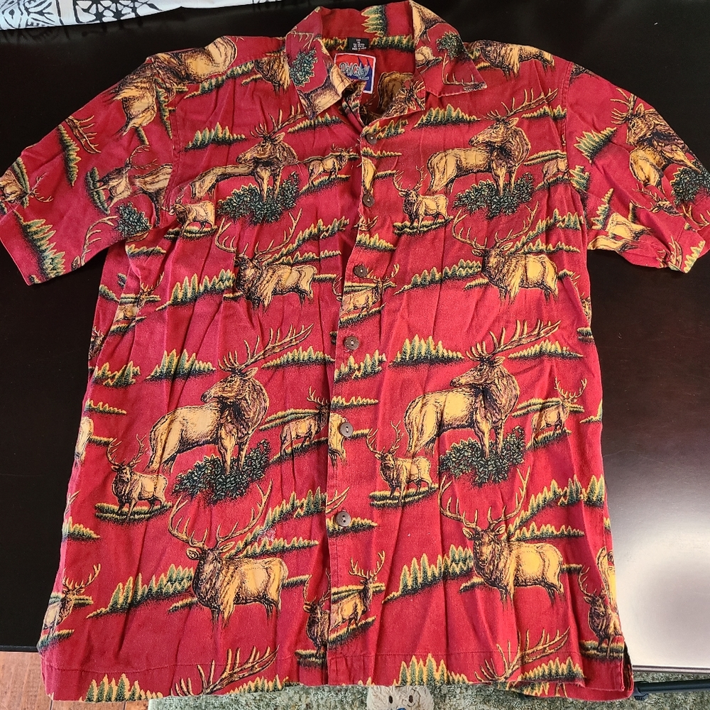 Vintage elk print button up shirt